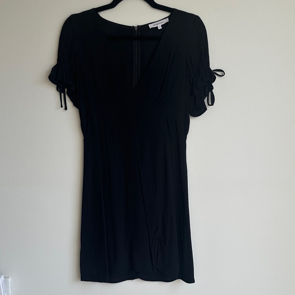 Olivaceous Black V-Neck Short Sleeve Dress